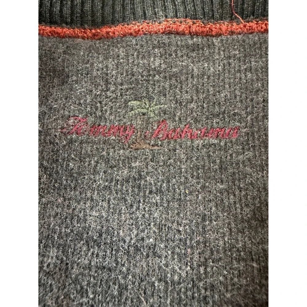 Tommy Bahama Mens Reversible Quarter Zip Sweater Rust Orange Charcoal Grey L